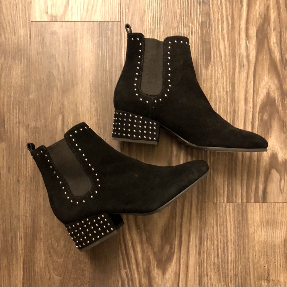 Marc Fisher Black Suede Studded Ankle Booties
